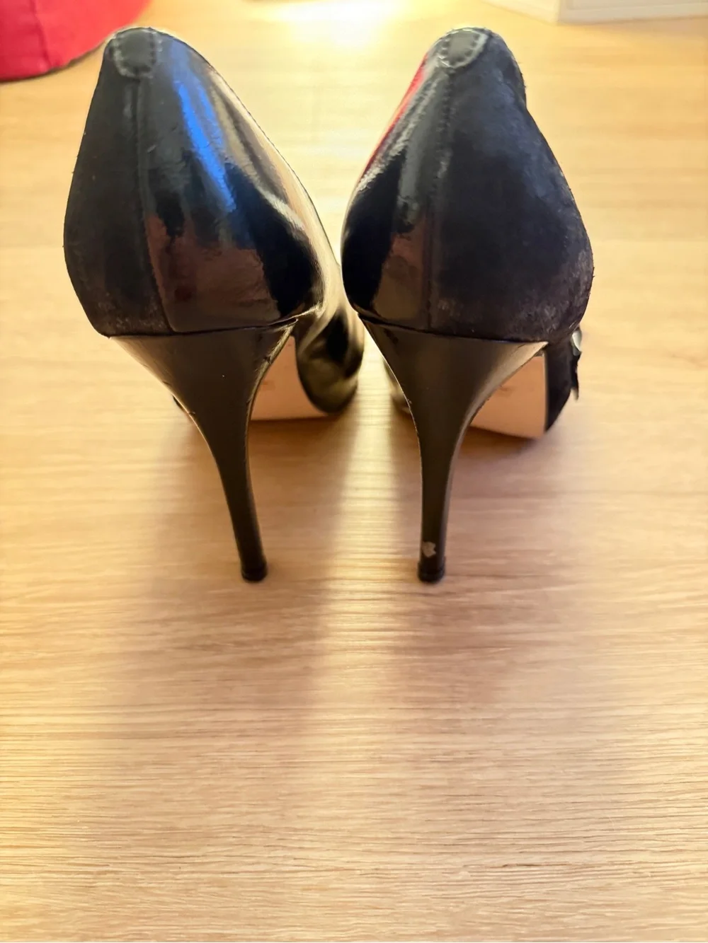 Joey Black Pointed-Toe Heels with Bow Accent